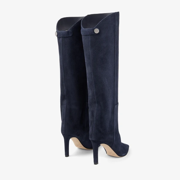 Navy Jimmy Choo Alizze Knee Boot 85, view 5 | Boots