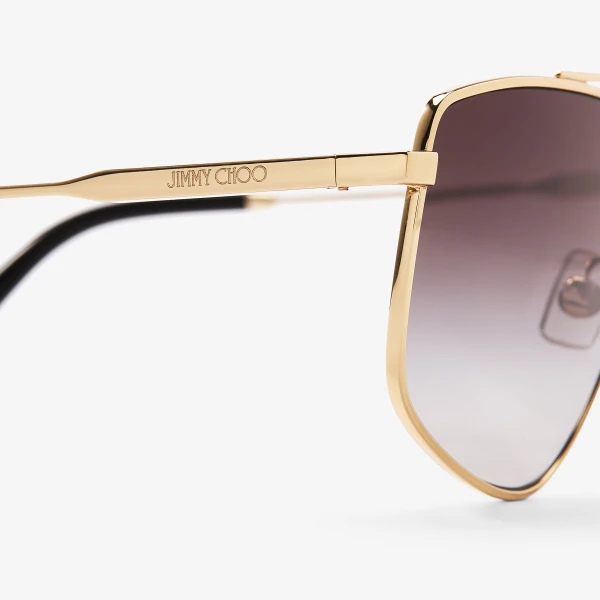 Pale Gold Jimmy Choo Alyssa Sunglasses, view 3 | Sunglasses