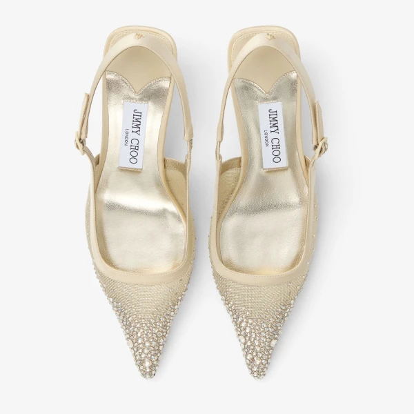 Light Soft Gold and Crystal Honey Jimmy Choo Amel 50 Pumps, view 4 | Heels