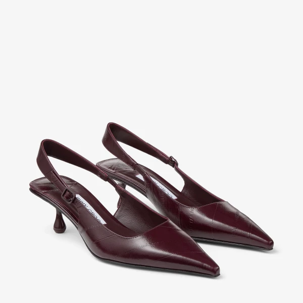 Dark Merlot Jimmy Choo Amel 50 Slingbacks, view 3 | Heels
