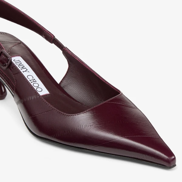 Dark Merlot Jimmy Choo Amel 50 Slingbacks, view 4 | Heels