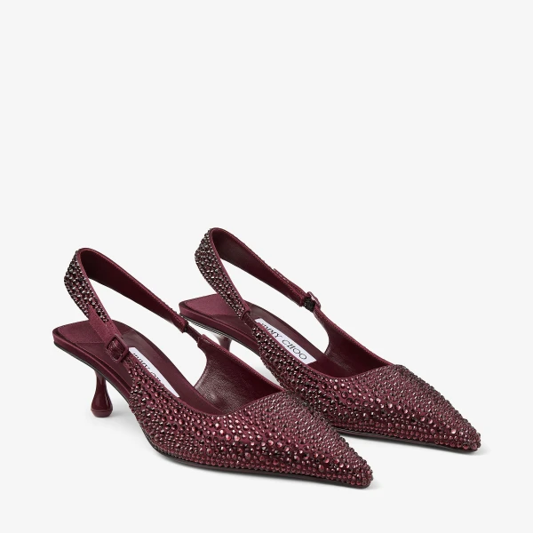 Deep Merlot Jimmy Choo Amel 50 Slingbacks, view 3 | Heels