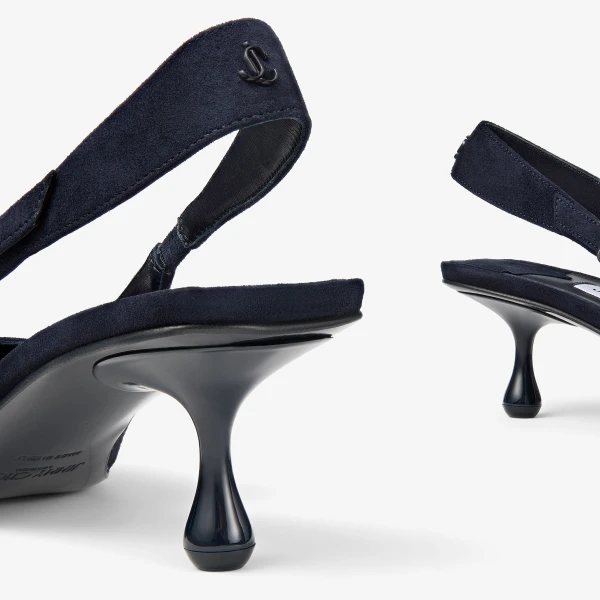 Navy Jimmy Choo Amel 50 Slingbacks, view 4 | Heels