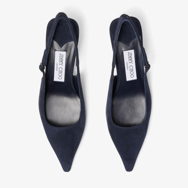 Navy Jimmy Choo Amel 50 Slingbacks, view 5 | Heels