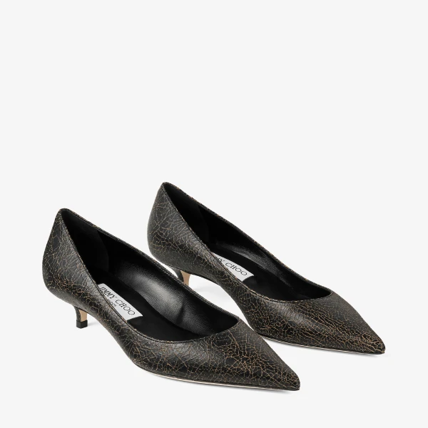 Black and Butterscotch Jimmy Choo Amelia Pumps, view 3 | Heels