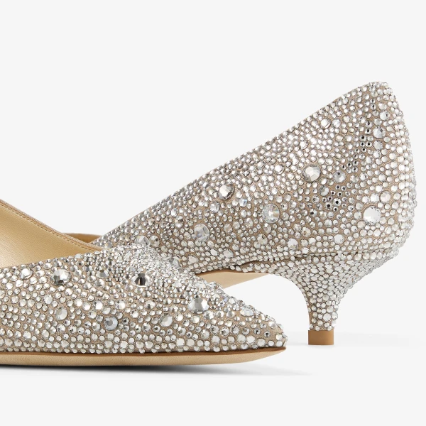 Light Soft Gold and Crystal Jimmy Choo Amelia Pumps, view 4 | Heels
