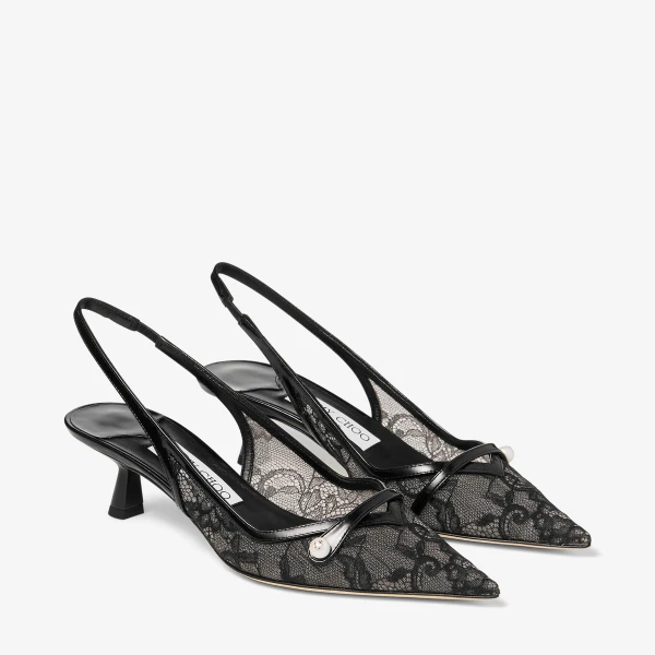Black Jimmy Choo Amita 45 Pumps, view 3 | Heels