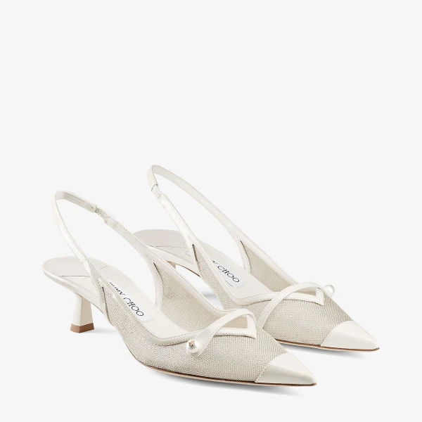 Latte and Champagne Jimmy Choo Amita 45 Pumps, view 2 | Heels
