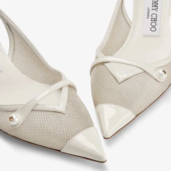 Latte and Champagne Jimmy Choo Amita 45 Pumps, view 3 | Heels