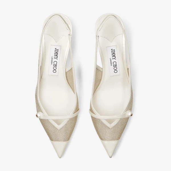 Latte and Champagne Jimmy Choo Amita 45 Pumps, view 4 | Heels
