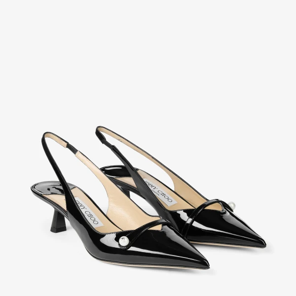 Black Jimmy Choo Amita 45 Slingbacks, view 3 | Heels