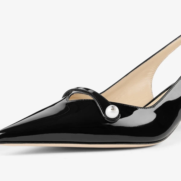 Black Jimmy Choo Amita 45 Slingbacks, view 4 | Heels