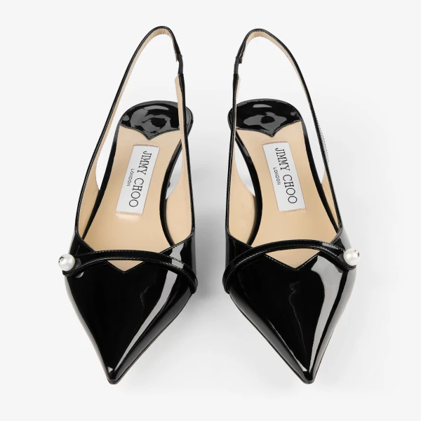 Black Jimmy Choo Amita 45 Slingbacks, view 5 | Heels
