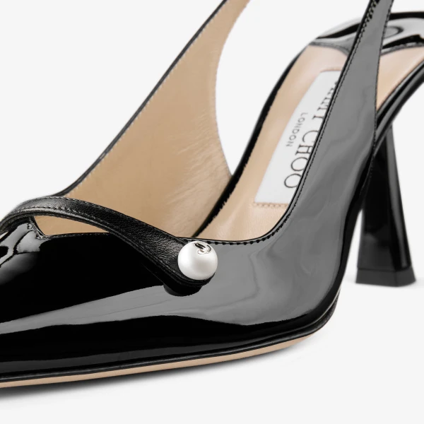 Black Jimmy Choo Amita 85 Slingbacks, view 4 | Heels