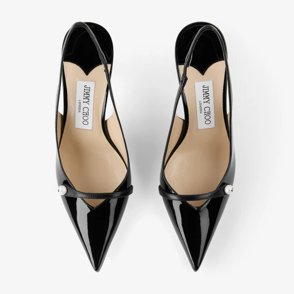 Black Jimmy Choo Amita 85 Slingbacks, view 5 | Heels