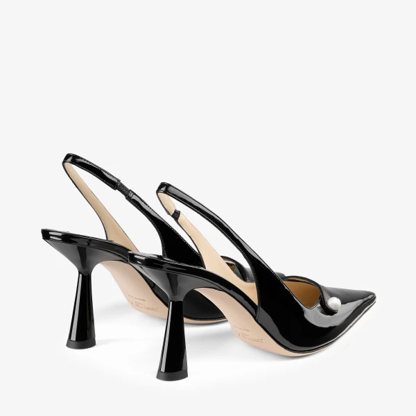 Black Jimmy Choo Amita 85 Slingbacks, view 6 | Heels