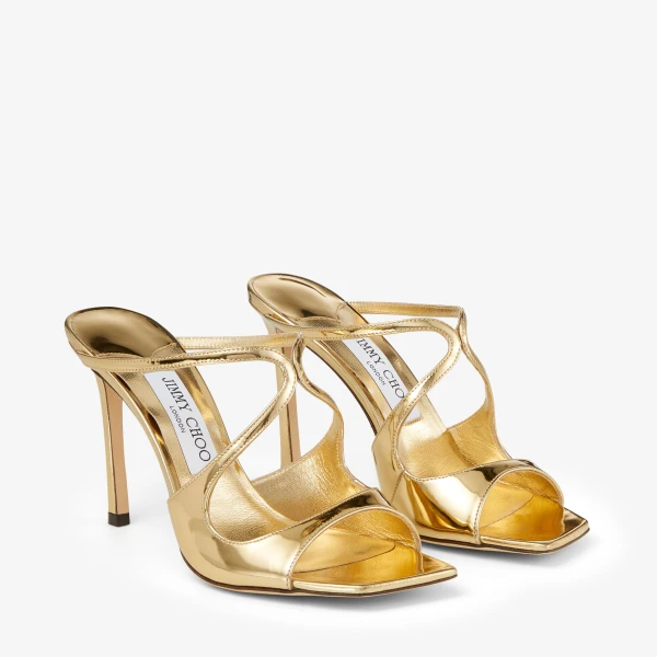 Gold Jimmy Choo Anise 95 Mules, view 2 | Mules