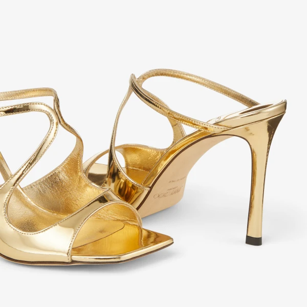 Gold Jimmy Choo Anise 95 Mules, view 3 | Mules