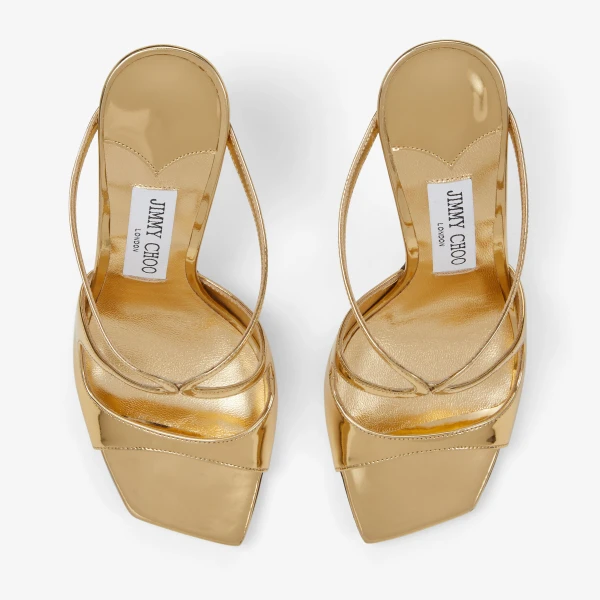 Gold Jimmy Choo Anise 95 Mules, view 4 | Mules