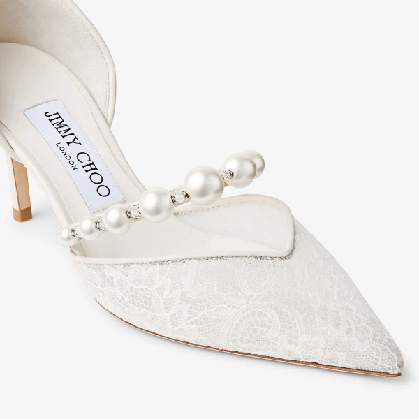 Ivory and White Jimmy Choo Aurelie 65 Pumps, view 4 | Heels