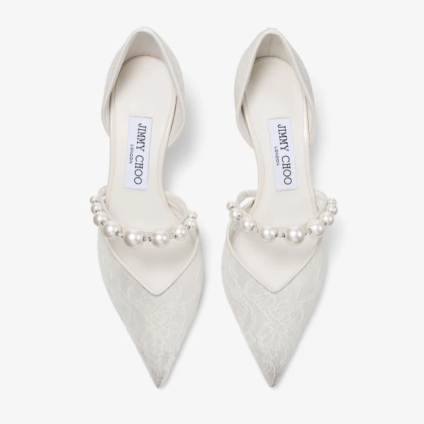 Ivory and White Jimmy Choo Aurelie 65 Pumps, view 5 | Heels