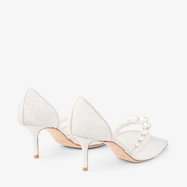 Ivory and White Jimmy Choo Aurelie 65 Pumps, view 6 | Heels