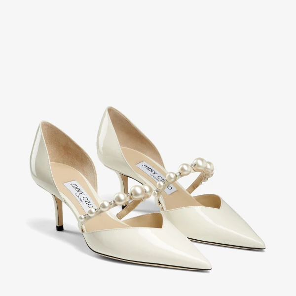 Latte and White Jimmy Choo Aurelie 65 Pumps, view 2 | Heels