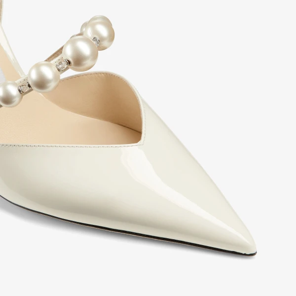 Latte and White Jimmy Choo Aurelie 65 Pumps, view 3 | Heels