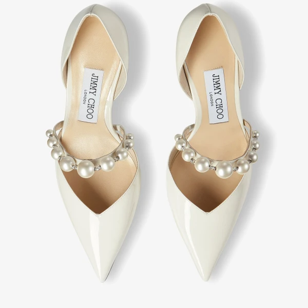 Latte and White Jimmy Choo Aurelie 65 Pumps, view 4 | Heels