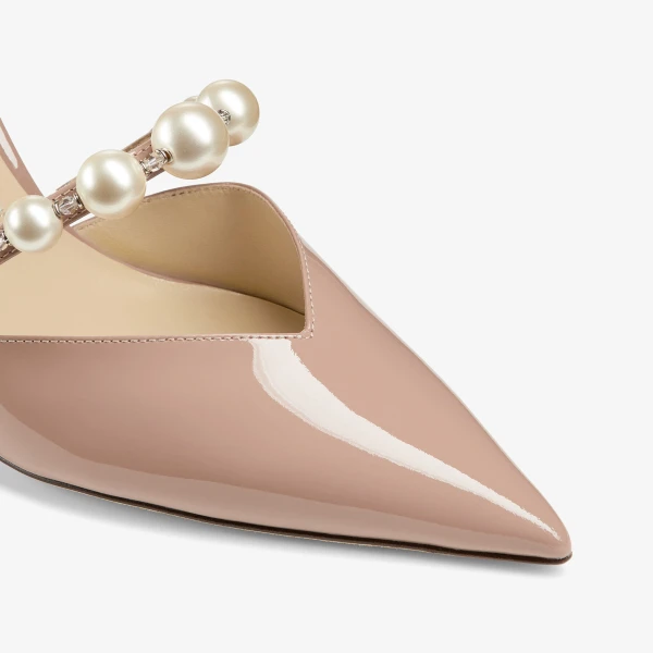 Ballet Pink and White Jimmy Choo Aurelie 85 Pumps, view 3 | Heels