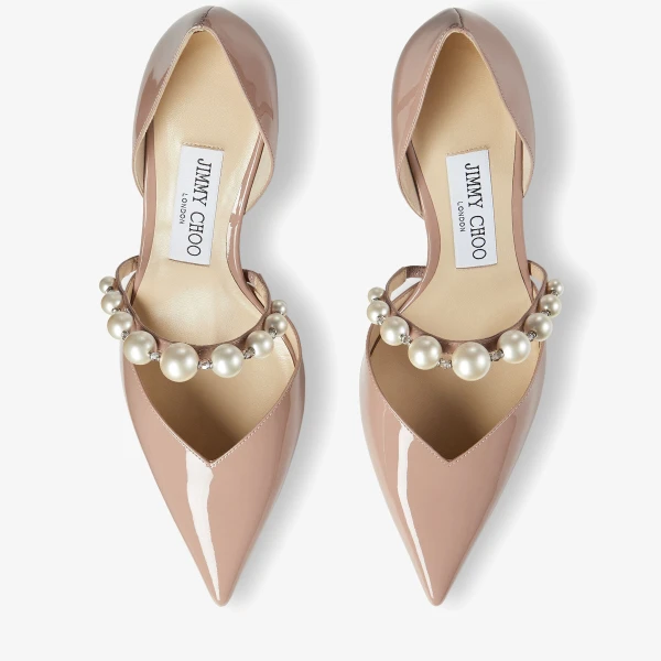 Ballet Pink and White Jimmy Choo Aurelie 85 Pumps, view 4 | Heels