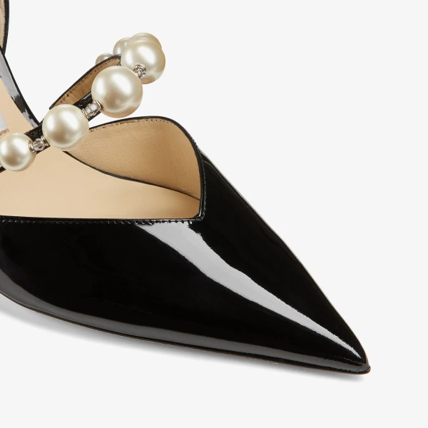 Black and White Jimmy Choo Aurelie 85 Pumps, view 3 | Heels