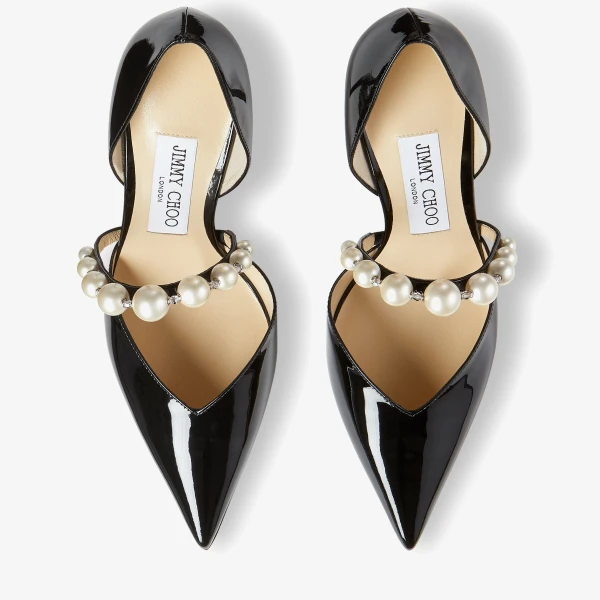 Black and White Jimmy Choo Aurelie 85 Pumps, view 4 | Heels