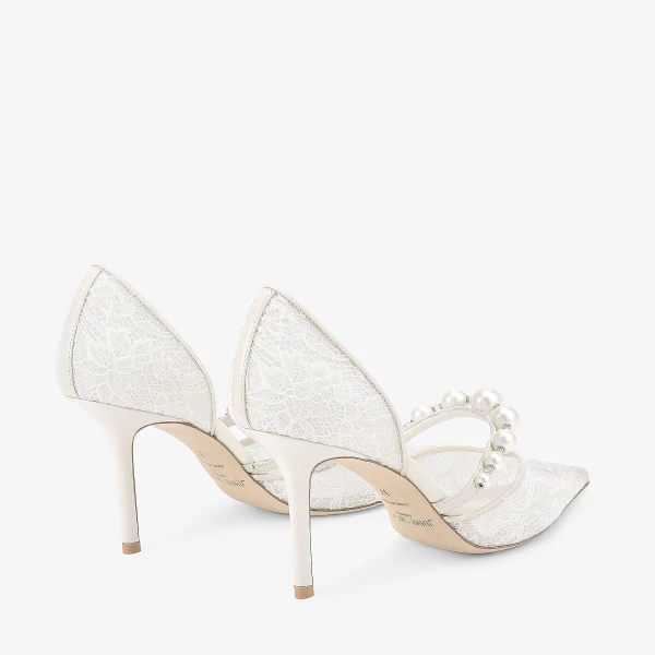 Ivory and White Jimmy Choo Aurelie 85 Pumps, view 5 | Heels