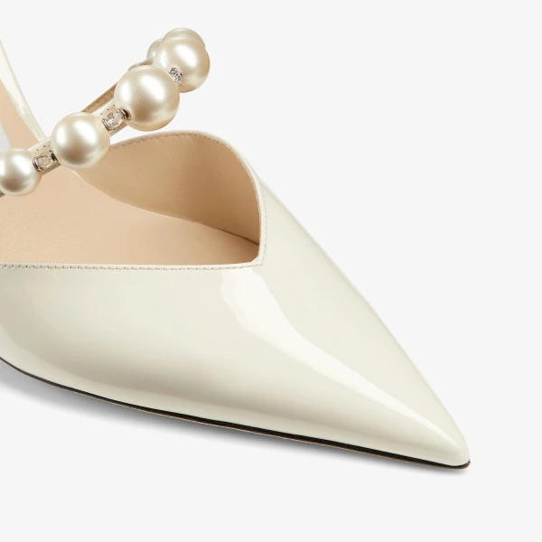 Latte and White Jimmy Choo Aurelie 85 Pumps, view 3 | Heels