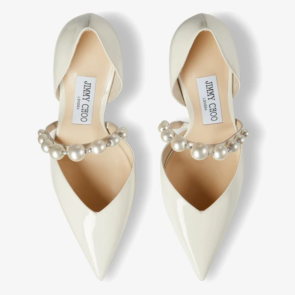 Latte and White Jimmy Choo Aurelie 85 Pumps, view 4 | Heels