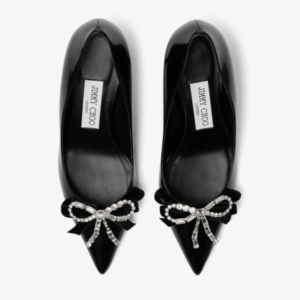 Black and Crystal Jimmy Choo Auria 70 Pumps, view 4 | Heels