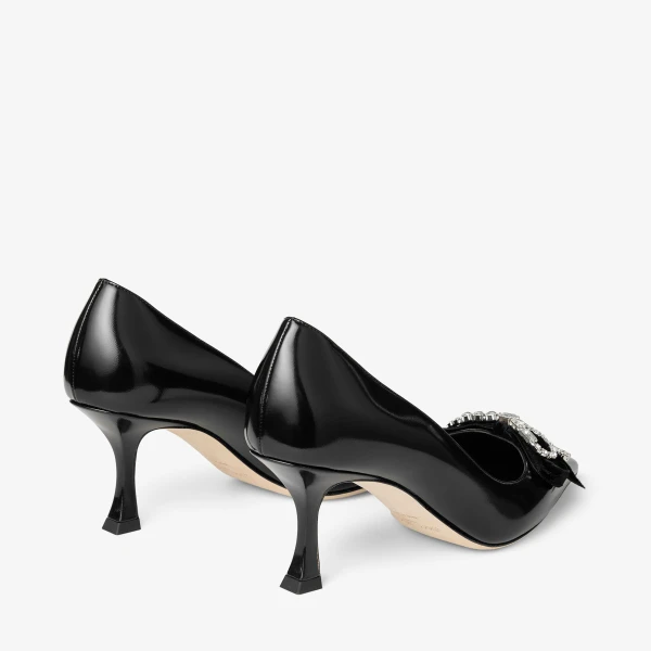 Black and Crystal Jimmy Choo Auria 70 Pumps, view 5 | Heels