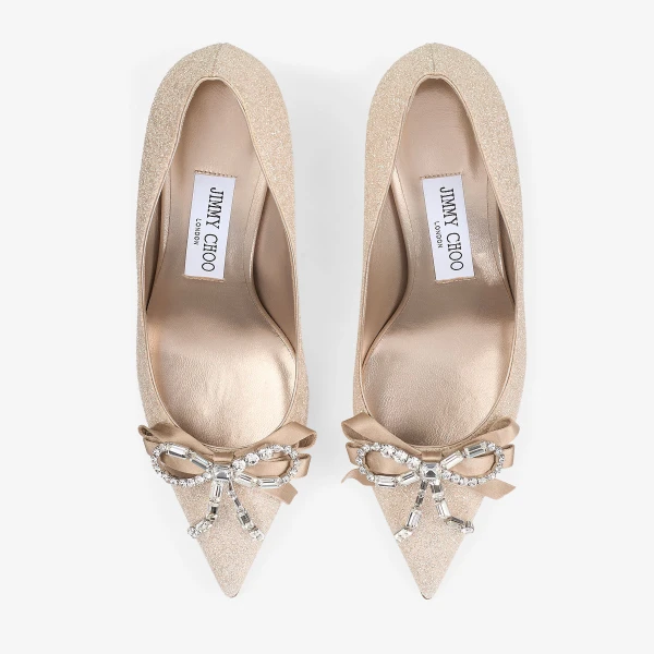 Light Soft Gold and Crystal Jimmy Choo Auria 70 Pumps, view 5 | Heels