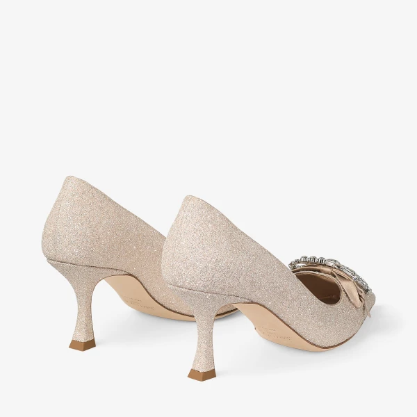 Light Soft Gold and Crystal Jimmy Choo Auria 70 Pumps, view 6 | Heels