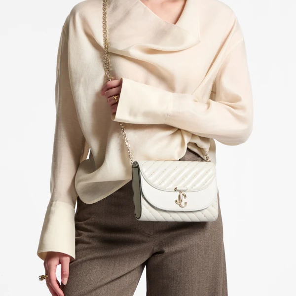Latte and Shiny Gold Jimmy Choo Avenue Curve Clutch, view 2 | Clutch Bags