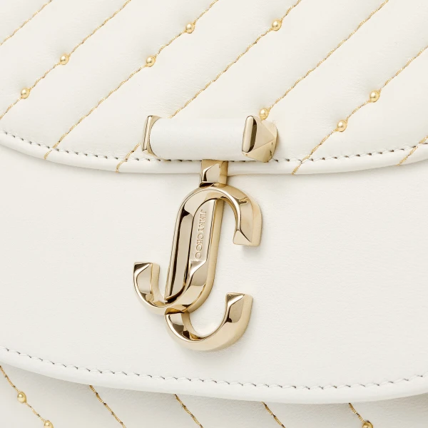 Latte and Shiny Gold Jimmy Choo Avenue Curve Clutch, view 4 | Clutch Bags