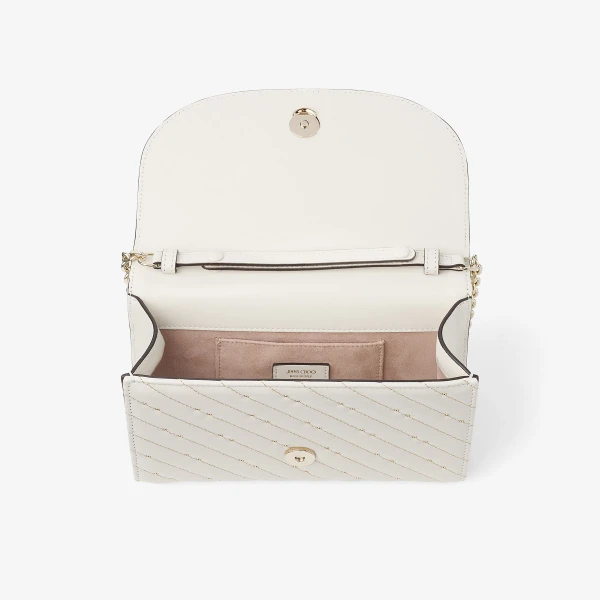 Latte and Shiny Gold Jimmy Choo Avenue Curve Clutch, view 5 | Clutch Bags