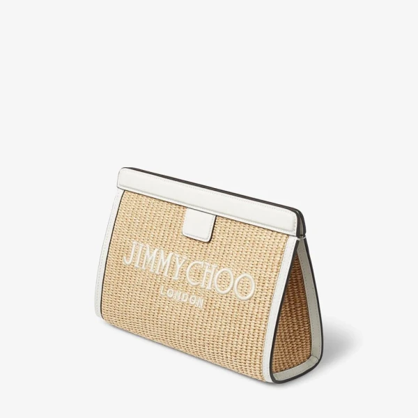 Natural and Latte Jimmy Choo Avenue London Pouch, view 2 | Clutch Bags