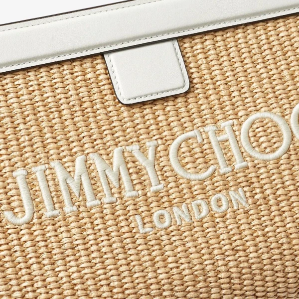 Natural and Latte Jimmy Choo Avenue London Pouch, view 3 | Clutch Bags