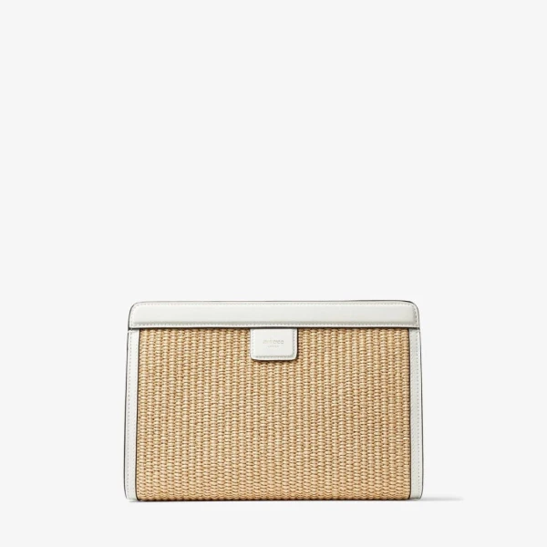 Natural and Latte Jimmy Choo Avenue London Pouch, view 5 | Clutch Bags
