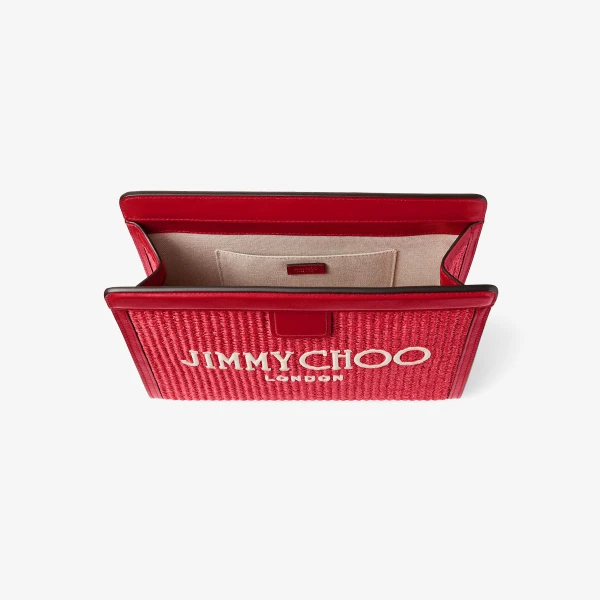 Ruby Red and Light Gold Jimmy Choo Avenue London Pouch, view 4 | Clutch Bags