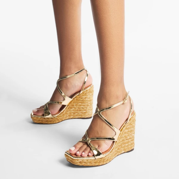 Gold Jimmy Choo Ayla 110 Sandals, view 2 | Sandals