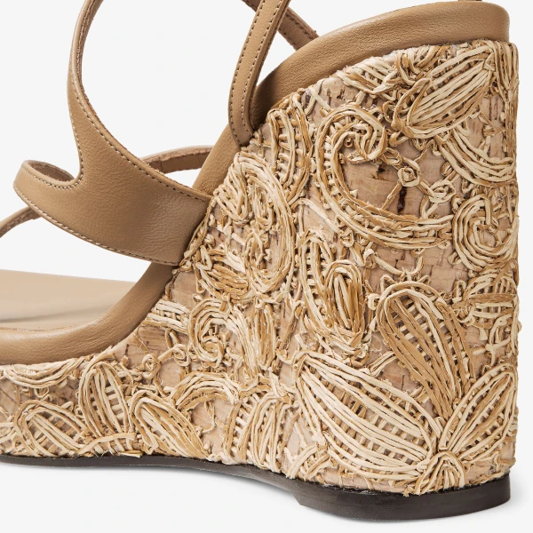 Cappuccino and Natural Jimmy Choo Ayla 110 Wedges, view 4 | Sandals