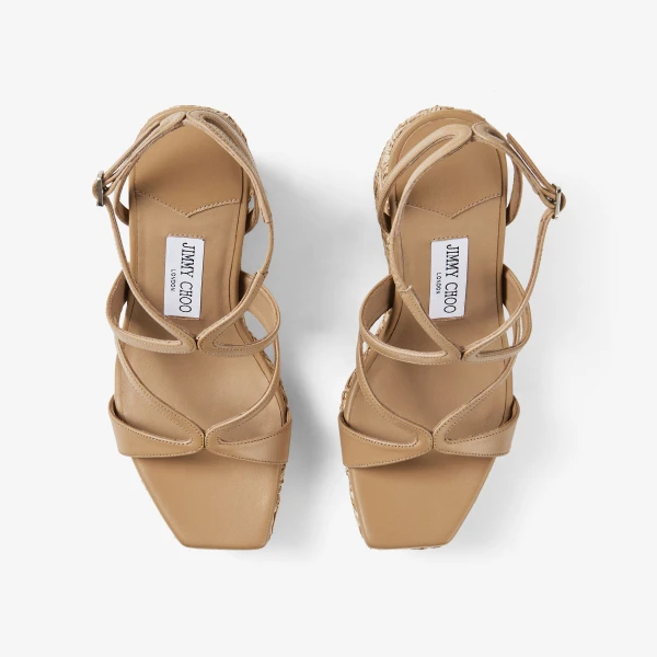 Cappuccino and Natural Jimmy Choo Ayla 110 Wedges, view 5 | Sandals